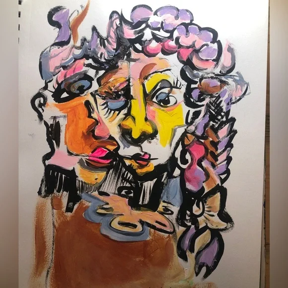 Original painting acrylic on paper character sketch signed 9x14” - Picture 4 of 4